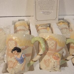 Disney Snow White Ceramic Mug Set Of 8 W/saucers